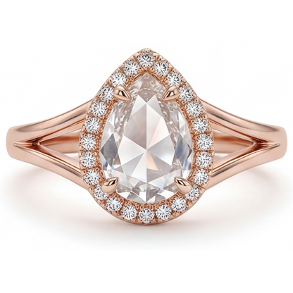 Halo Engagement Ring 14K Rose Gold with Brilliant Diamond – main view
