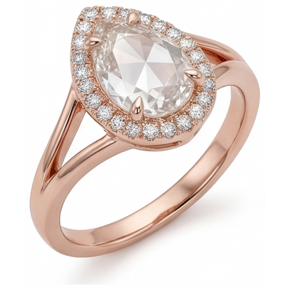 Halo Engagement Ring 14K Rose Gold with Brilliant Diamond – side view