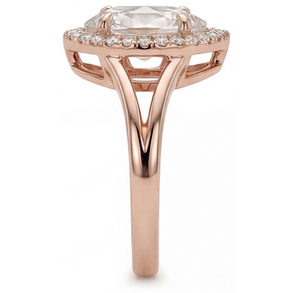 Authentic Brilliant Diamond Halo Engagement Ring 2.5 ct 14K Rose Gold – angle view