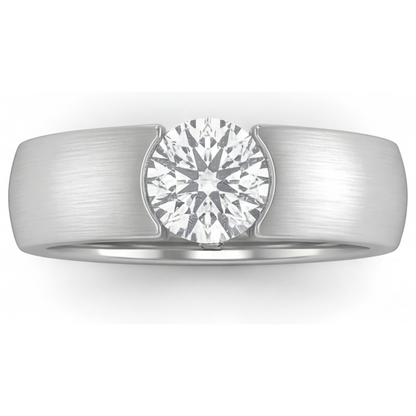 Brilliant Diamond Round Brilliant Mens Ring in 14K White Gold – main view