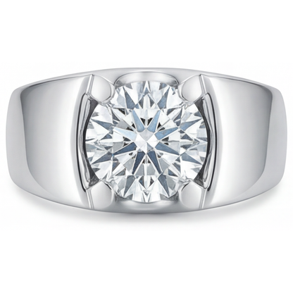 Natural Brilliant Diamond Mens Ring 2 ct 14 Karat White Gold – main view