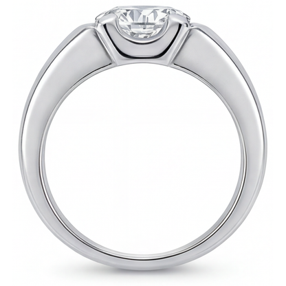 Brilliant Diamond Round Brilliant Mens Ring in 14 Karat White Gold – top view