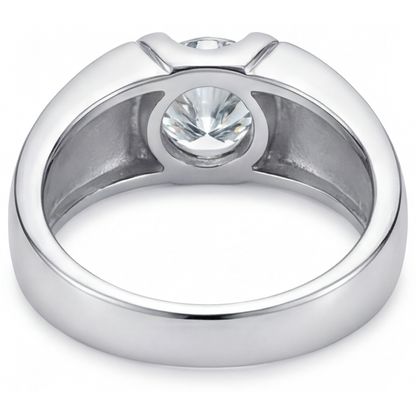 Natural Brilliant Diamond Mens Ring 2 ct 14 Karat White Gold – back view