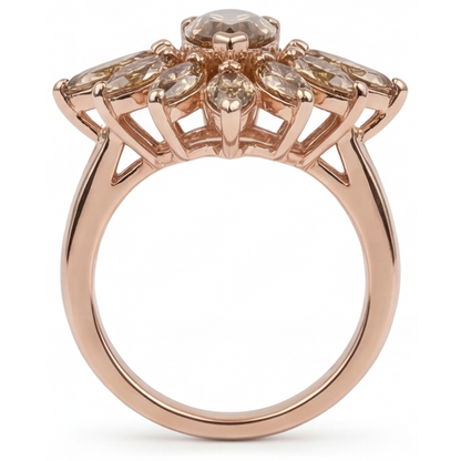 Brilliant Diamond Marquise Cut Ring in 14K Rose Gold – angle view