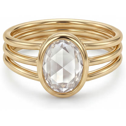 Earth-Mined Brilliant Diamond Single Stone Ring 3 ct 14K Yellow Gold – main view