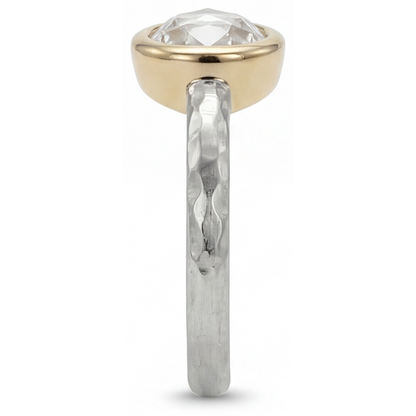 Brilliant Diamond Oval Solitaire Engagement Ring in Two-Tone 14K Gold – profile view