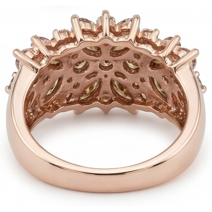 Brilliant Diamond Marquise Cut Statement Ring in 14K Rose Gold – side view