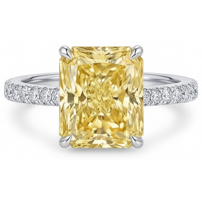 Canary Yellow Diamond Radiant Fine Jewelry Ring in 14K White Gold – main view