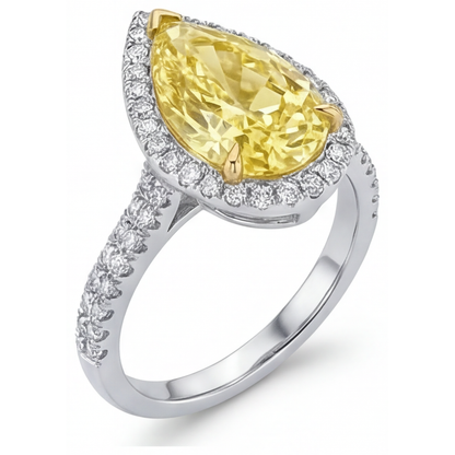 Fine Jewelry Ring 14K Two Tone Gold with Canary Yellow Diamond – profile view
