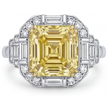 Natural Canary Yellow Diamond Halo Engagement Ring – main view