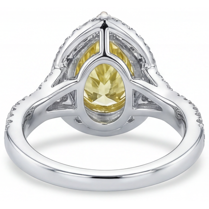Canary Yellow Diamond Halo Ring 1.50-ct 14 Karat Two Tone Gold – angle view