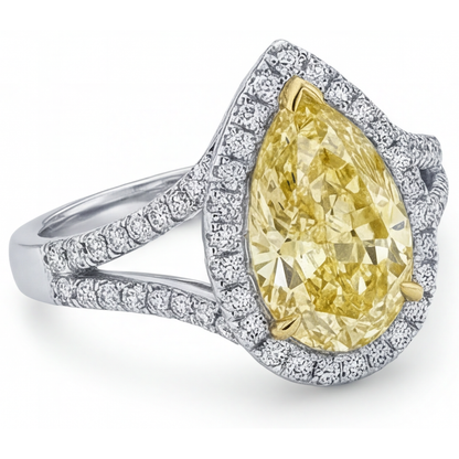 Canary Yellow Diamond Statement Ring 1.25-ct Two-Tone 14K Gold – side view
