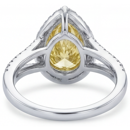 Canary Yellow Diamond Pear Cut Statement Ring in Two-Tone 14K Gold – detail view