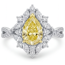 Earth-Mined Canary Yellow Diamond Statement Ring – 14 Karat Two Tone