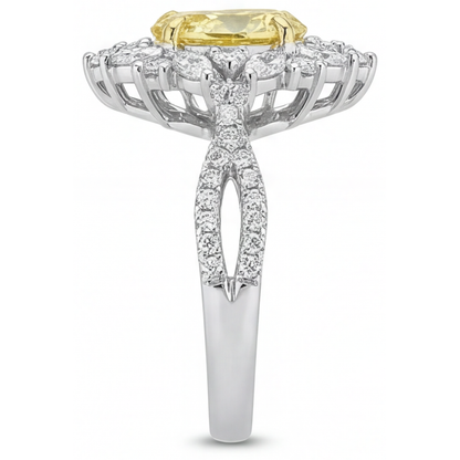 Earth-Mined Canary Yellow Diamond Statement Ring 1.75 ct 14 Karat Two Tone Gold – profile view