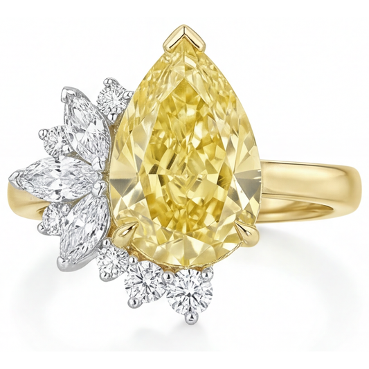 Statement Ring 14 Karat Two Tone Gold with Canary Yellow Diamond – main view
