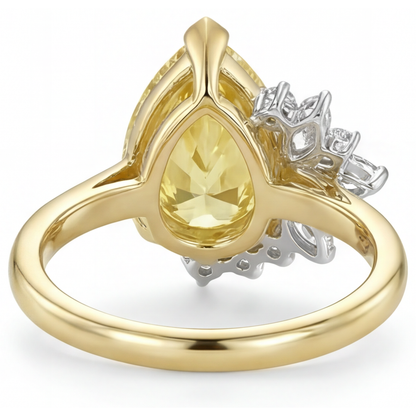 Statement Ring 14 Karat Two Tone Gold with Canary Yellow Diamond – top view