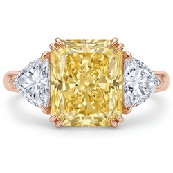 Real VVS Clarity Canary Yellow Diamond Trilogy Ring 4 ct