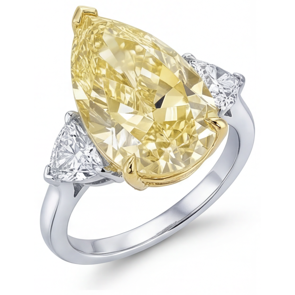 Trilogy Ring 14K Two Tone Gold with Canary Yellow Diamond – profile view