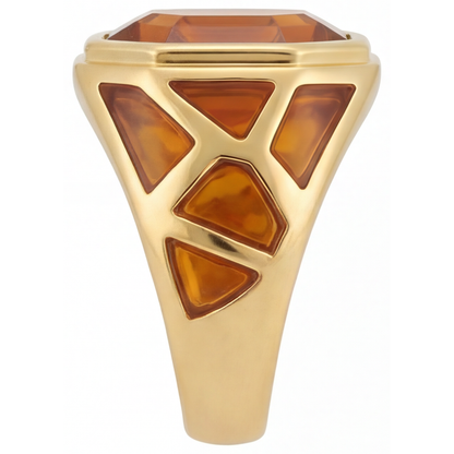 Earth-Mined Citrine Colored Stone Ring 10 ct 14 Karat Yellow Gold – angle view