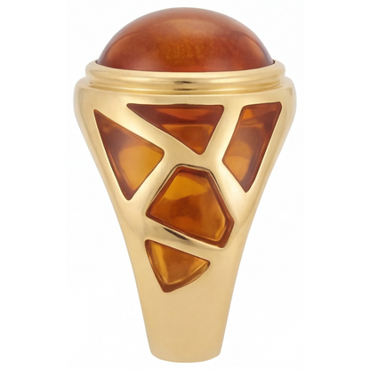 Citrine Precious Stone Ring 10-ct 14 Karat Yellow Gold – angle view