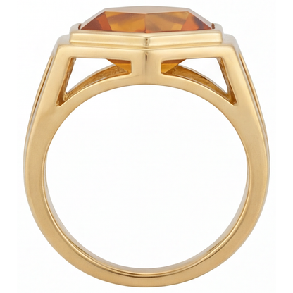 Citrine Precious Stone Ring 5-ct 14K Yellow Gold – angle view