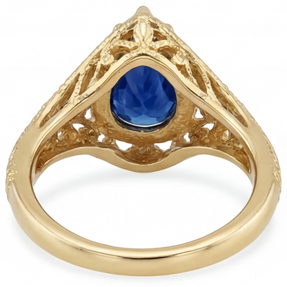 Bespoke Cornflower Blue Sapphire Precious Stone Ring 4 ct – back view