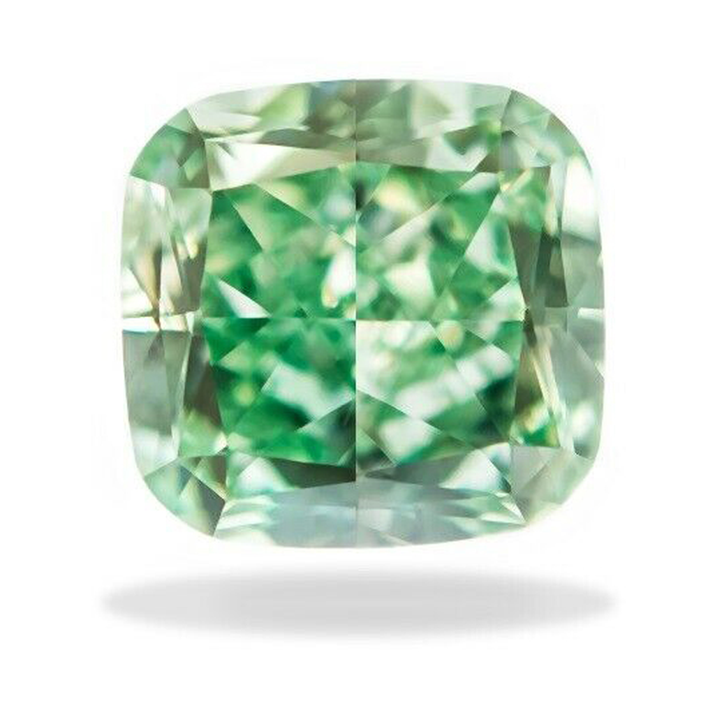 Natural Green Enhanced Cushion Cut Loose Diamond 2 Carat