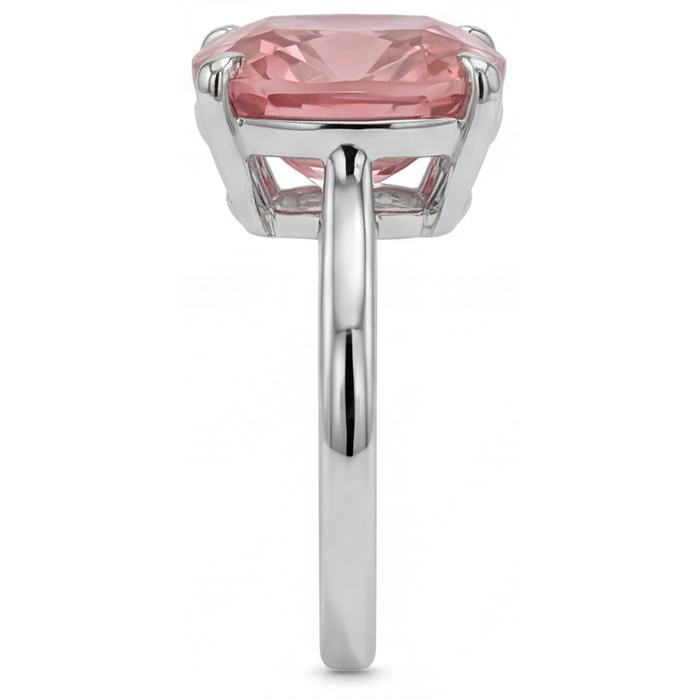 Cushion Padparadscha Solitaire Ring Natural 14K White Gold