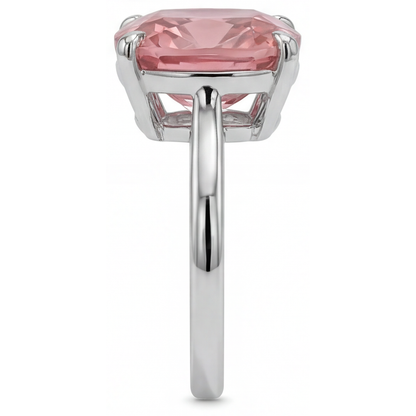 Cushion Padparadscha Solitaire Ring Natural 14K White Gold