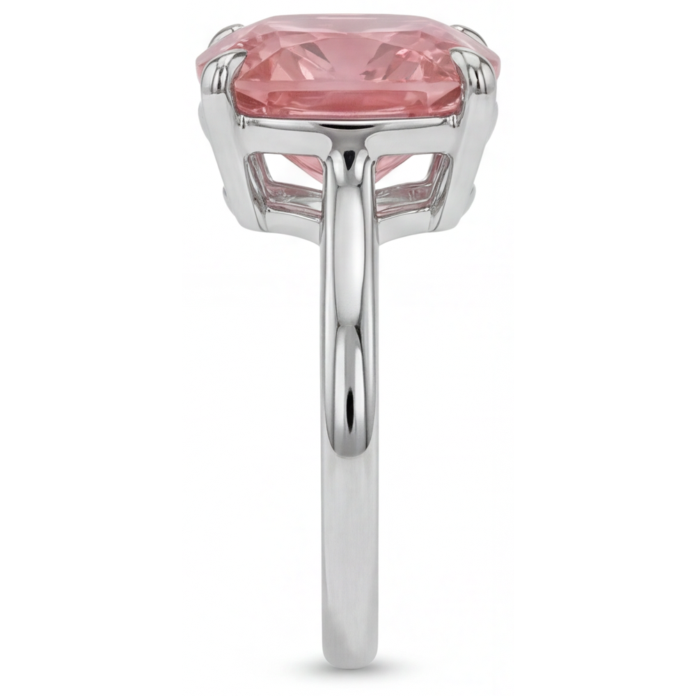 Cushion Padparadscha Solitaire Ring Natural 14K White Gold