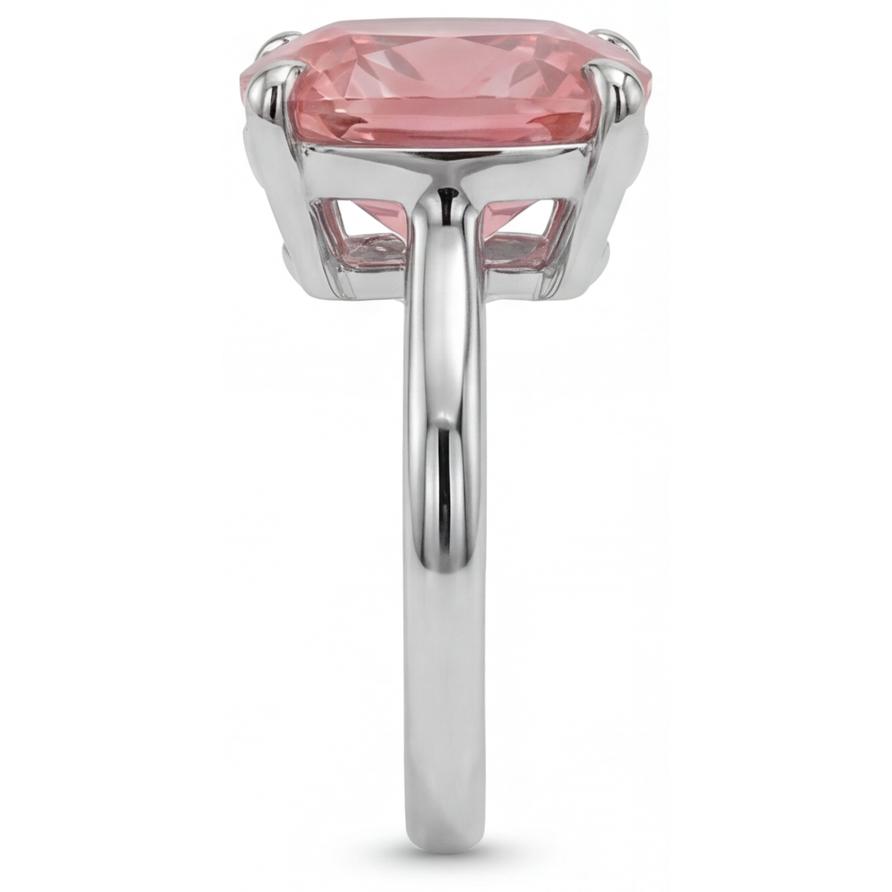 Cushion Padparadscha Solitaire Ring Natural 14K White Gold