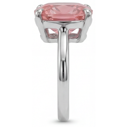 Cushion Padparadscha Solitaire Ring Natural 14K White Gold