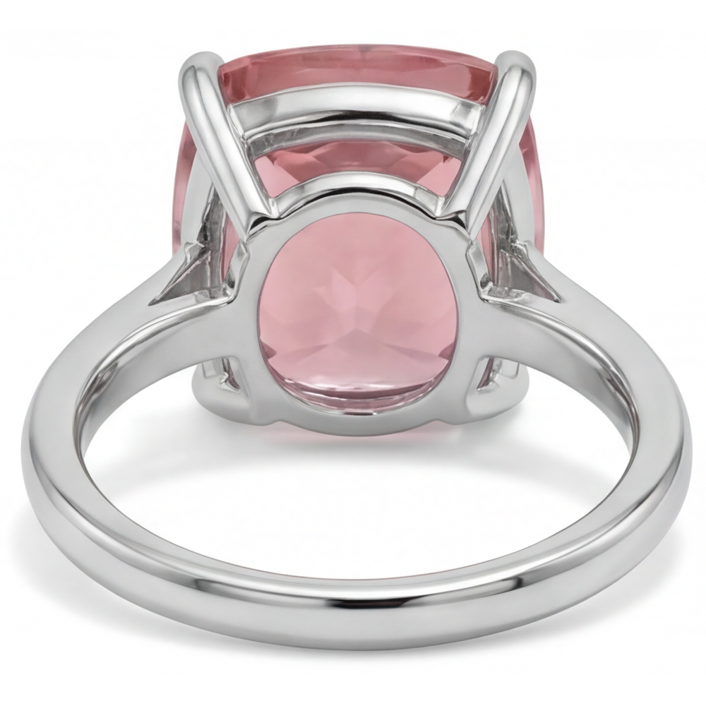 Cushion Padparadscha Solitaire Ring Natural 14K White Gold