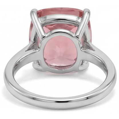 Cushion Padparadscha Solitaire Ring Natural 14K White Gold