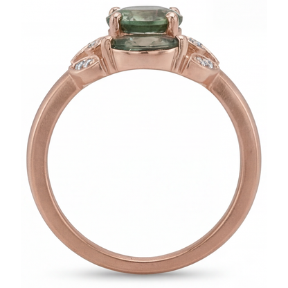 Marquise Cut Dendritic Agate ring in 14K Rose Gold – profile view