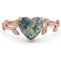 Earth-Mined Heart Dendritic Agate Precious Stone Ring 2 ct