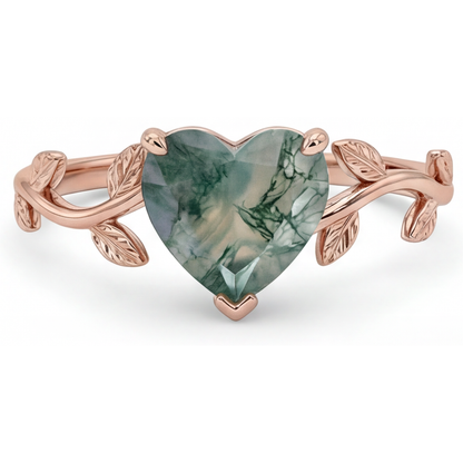 Precious Stone Ring 14K Rose Gold with Dendritic Agate – main view