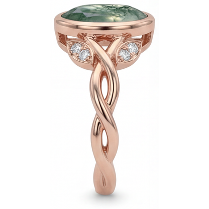 Handmade Dendritic Agate Precious Stone Ring 2.75 ct – profile view
