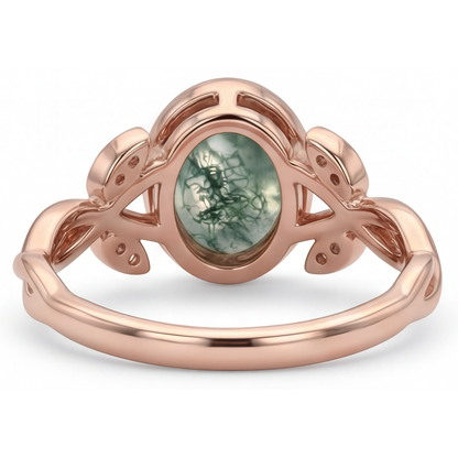 Natural Dendritic Agate Precious Stone Ring – top view