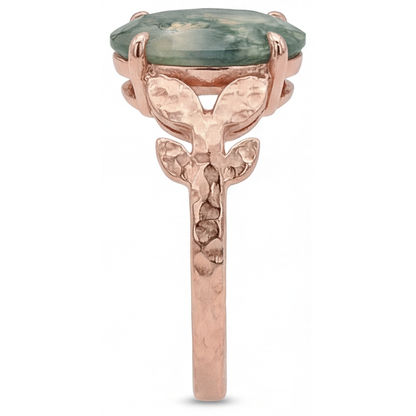 Precious Stone Ring 14K Rose Gold with Dendritic Agate – angle view