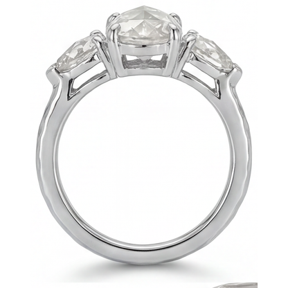 Natural Diamond 3-Stone Ring 1.5 ct 14K White Gold – profile view