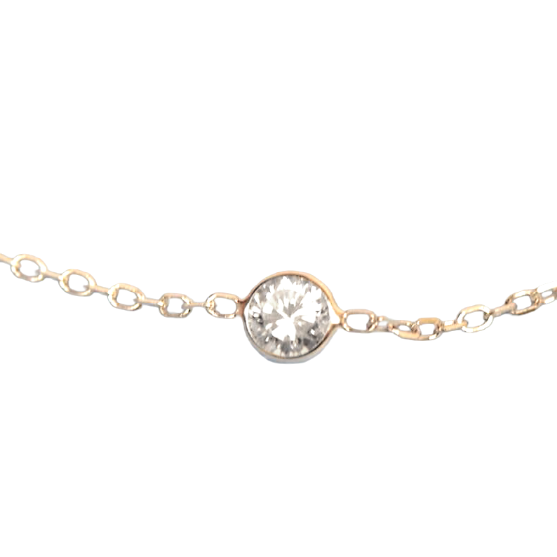 Lab Grown Diamond Bracelet Bezel Setting 1 Carat Yellow Gold Women Jewelry