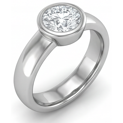 Diamond Round Brilliant Gentleman's Ring in 14K White Gold – front view