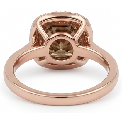 Diamond Cushion Halo Ring in 14 Karat Rose Gold – top view