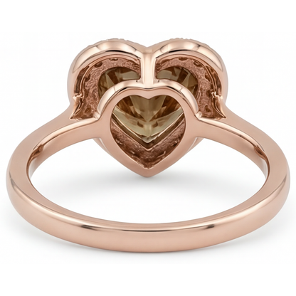 Heart Shape Diamond ring in 14 Karat Rose Gold – profile view