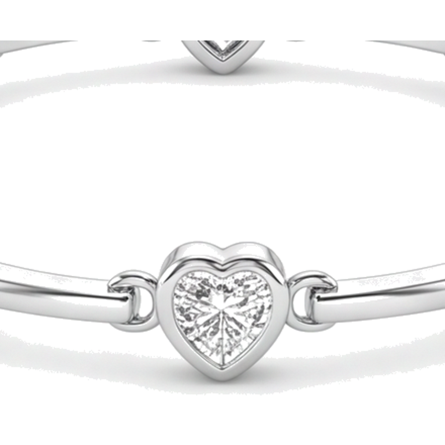 Diamond Heart Bracelet 4 Carat Lab Grown Bar Station 14K White Gold 7 Inch