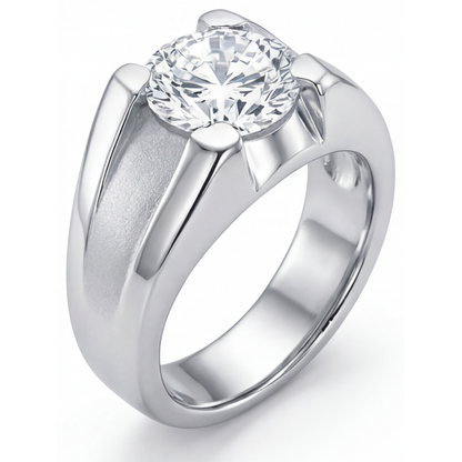 Men's Ring 14K White Gold with Diamond – side view