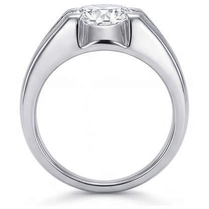 Round Cut Diamond ring in 14K White Gold – top view