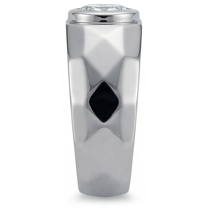 Diamond Round Cut Mens Ring in 14K White Gold – profile view